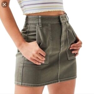 PacSun Olive Army Green Denim Jean Cargo Mini Skirt Size 28 NWOT